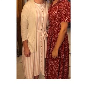 Ces Femme Blush & White Button Dress